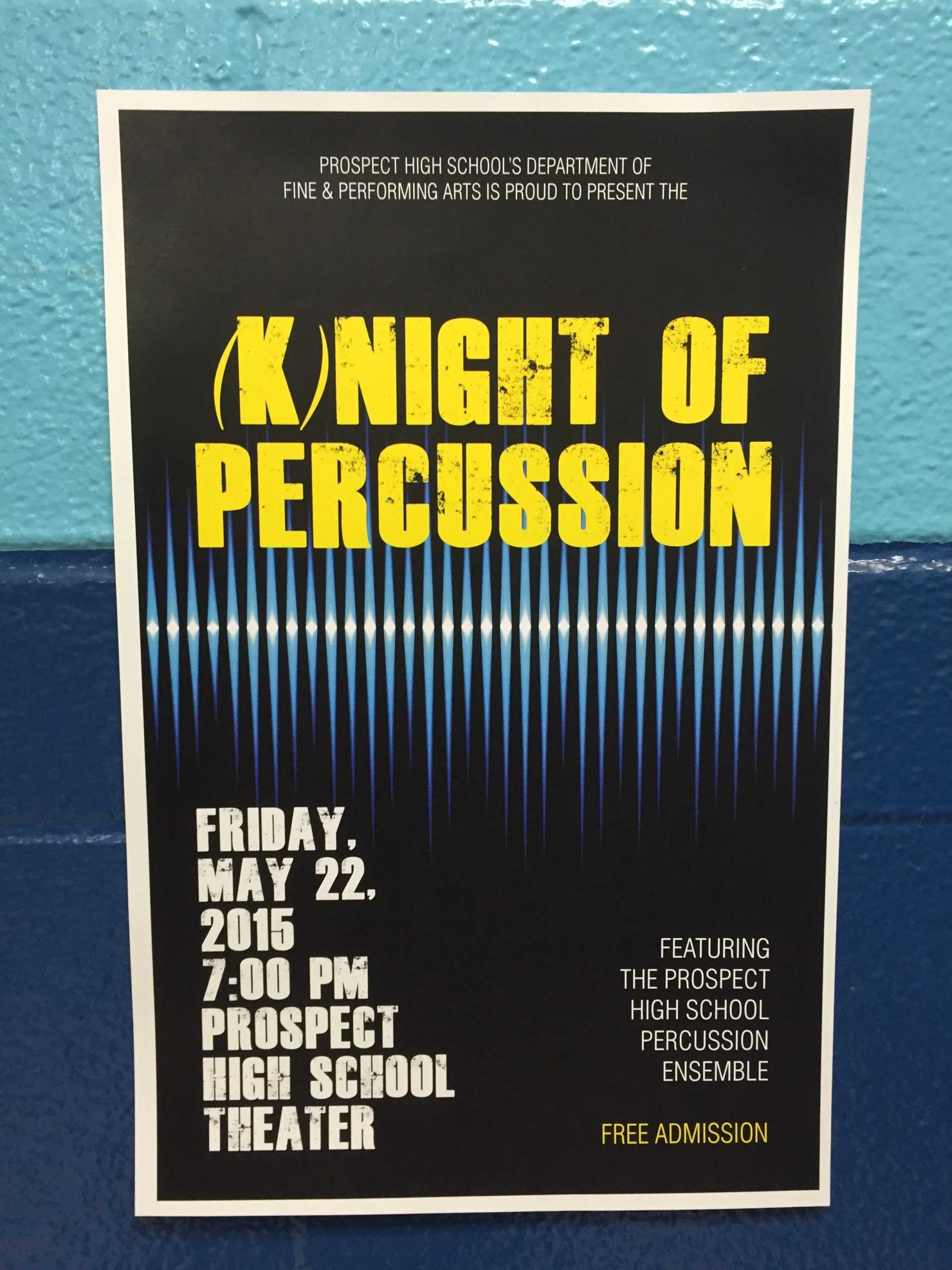 DRUMROLL PLEASE: The Percussion Ensemble will be hosting the (K)night of Percussion at 7 p.m. in the theater on Friday, May 22. This marks the first time the percussionists will have a concert all to themselves.