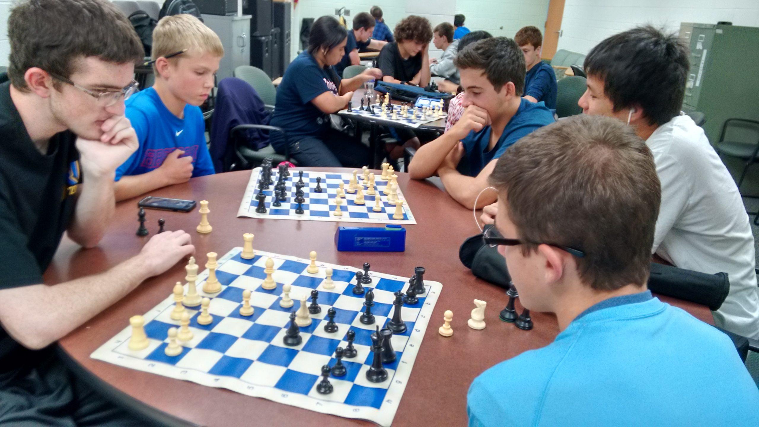 Prospect's Chess Club practices in the staff cafe after school in preparation for their meet.