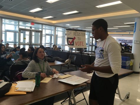A Prospect student registers to vote with a Cook County registrar for the March 20 referendum of District 57. The outcome of the referendum will determine if Lincoln Middle School, one of Prospect’s main feeder schools, will keep its art and music programs.