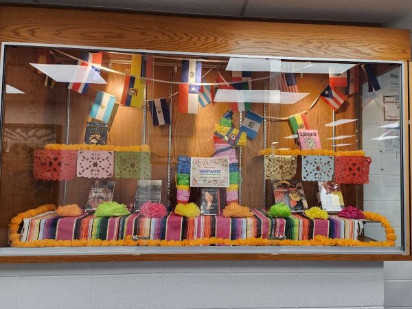 During Hispanic Heritage month, there was a display set up in the Knights Learning Center