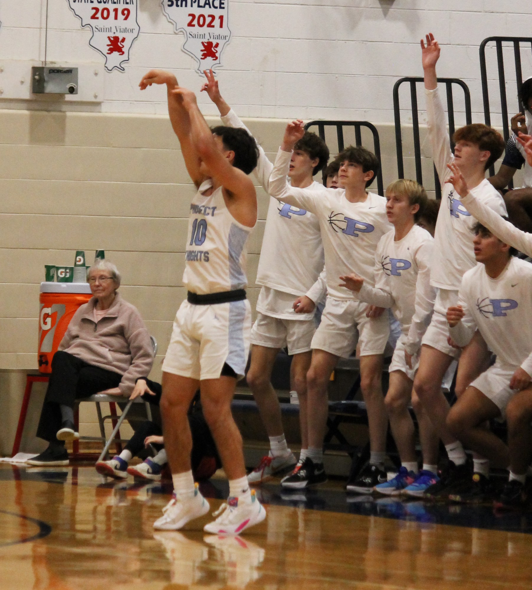 The Varsity Boys Basketball team at their last game of the St. Viator Tournament