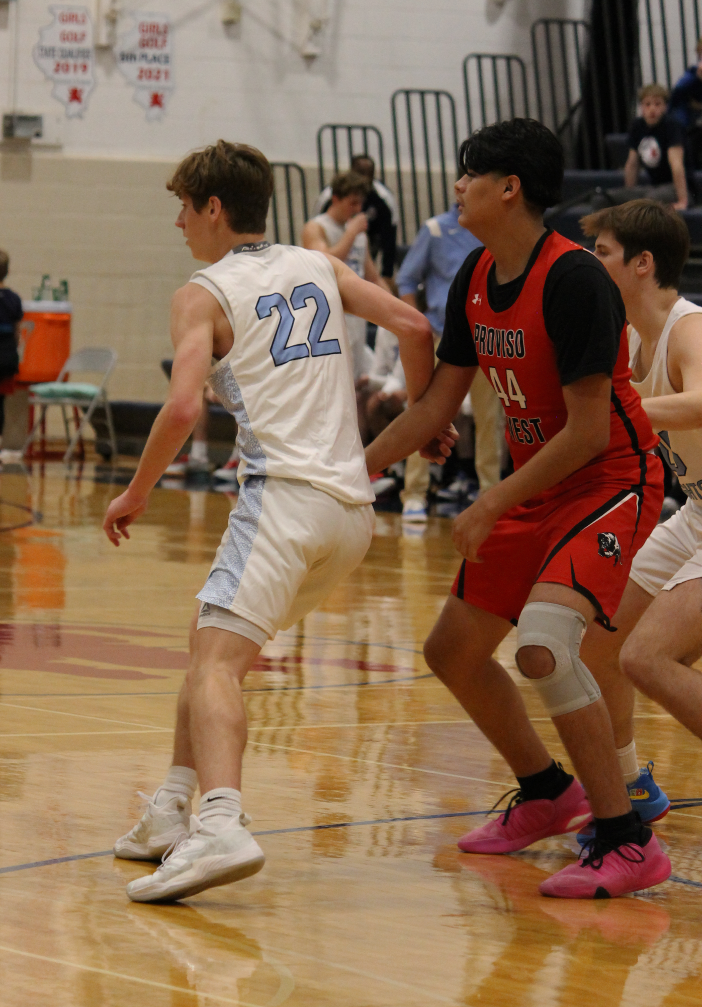 The Varsity Boys Basketball team at their last game of the St. Viator Tournament