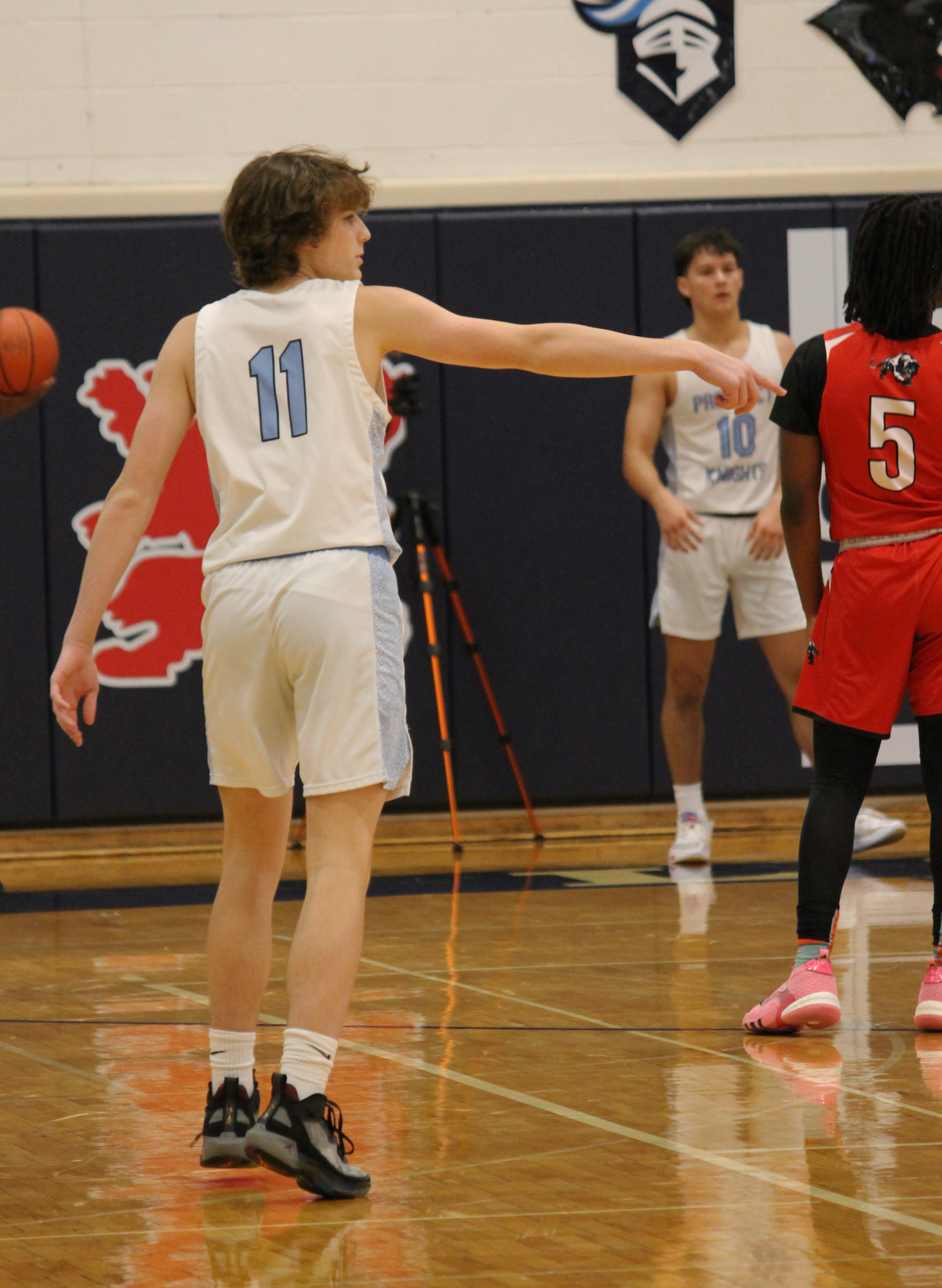 The Varsity Boys Basketball team at their last game of the St. Viator Tournament