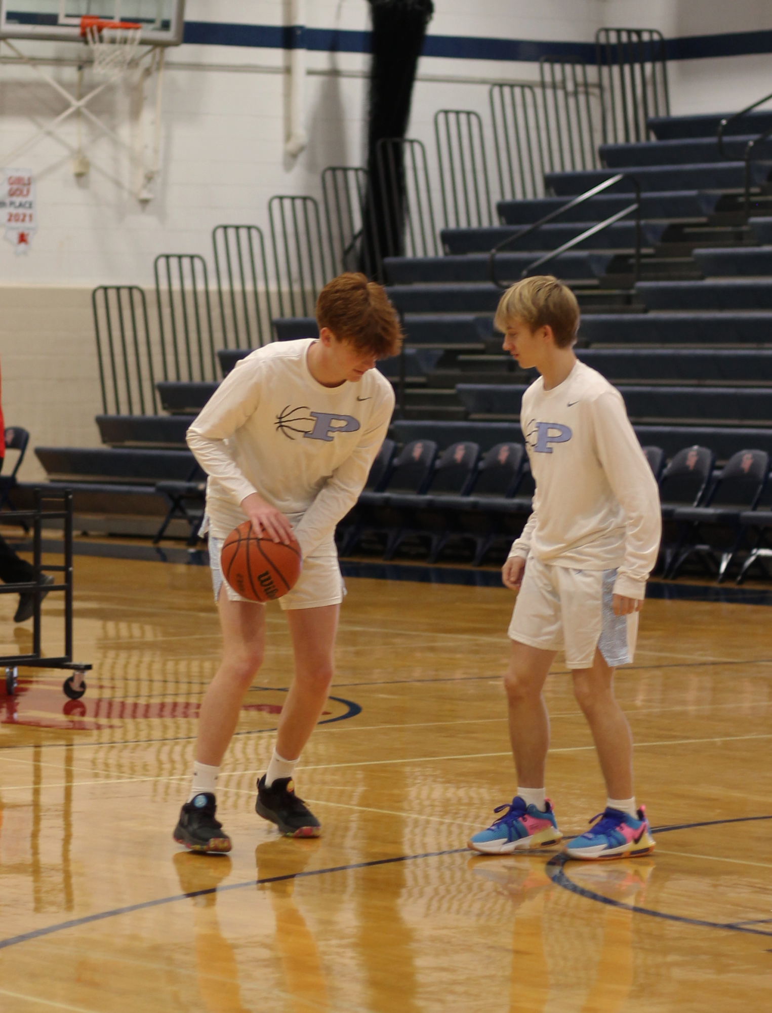 The Varsity Boys Basketball team at their last game of the St. Viator Tournament