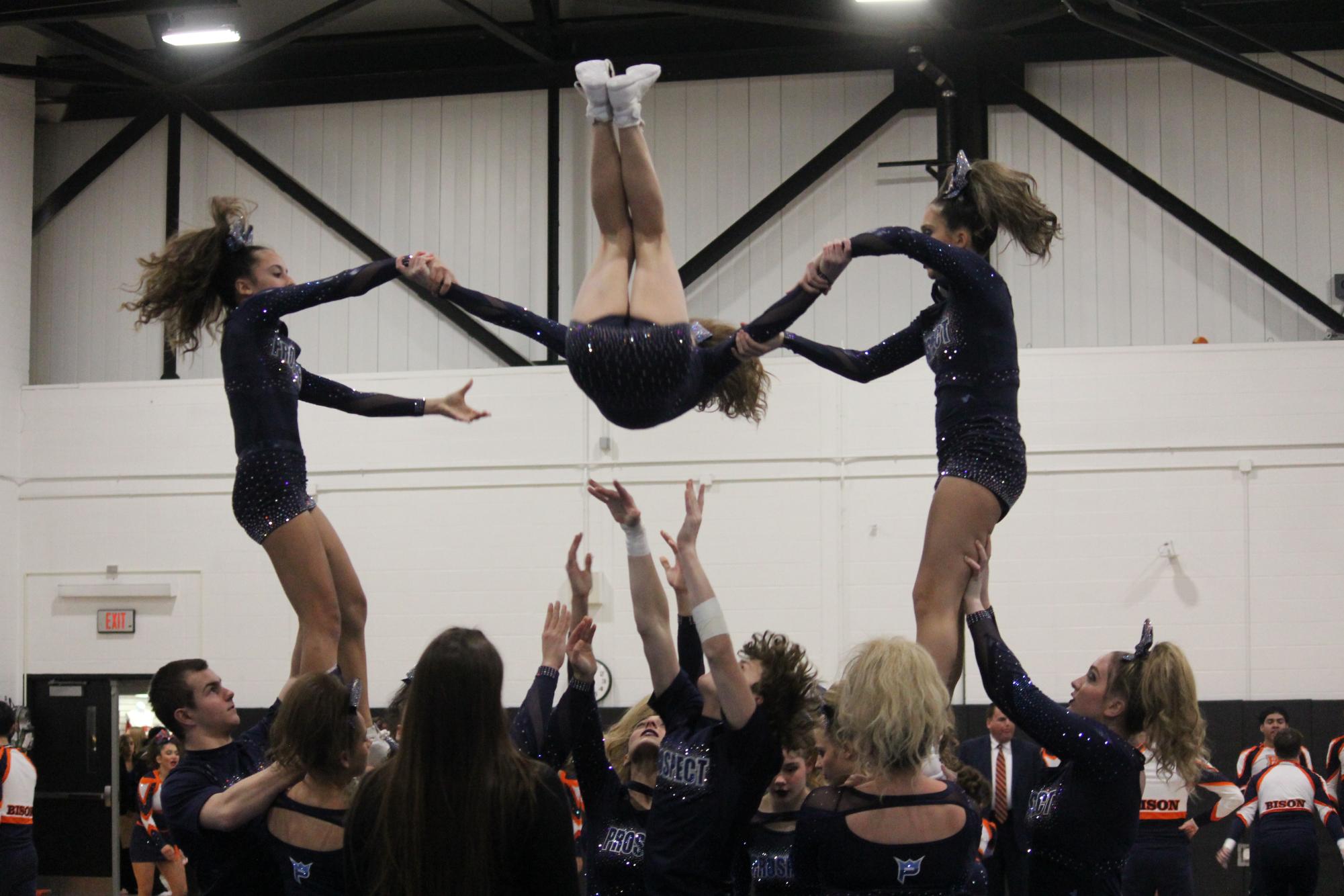 The Prospect Varsity Coed Cheer team at MSL Conference