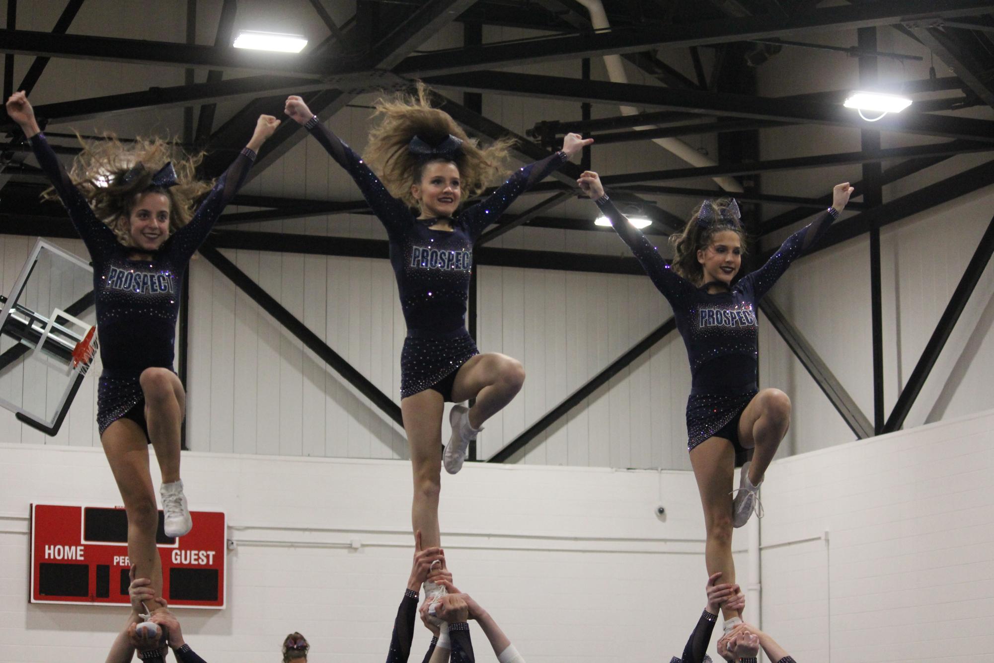 The Prospect Varsity Coed Cheer team at MSL Conference