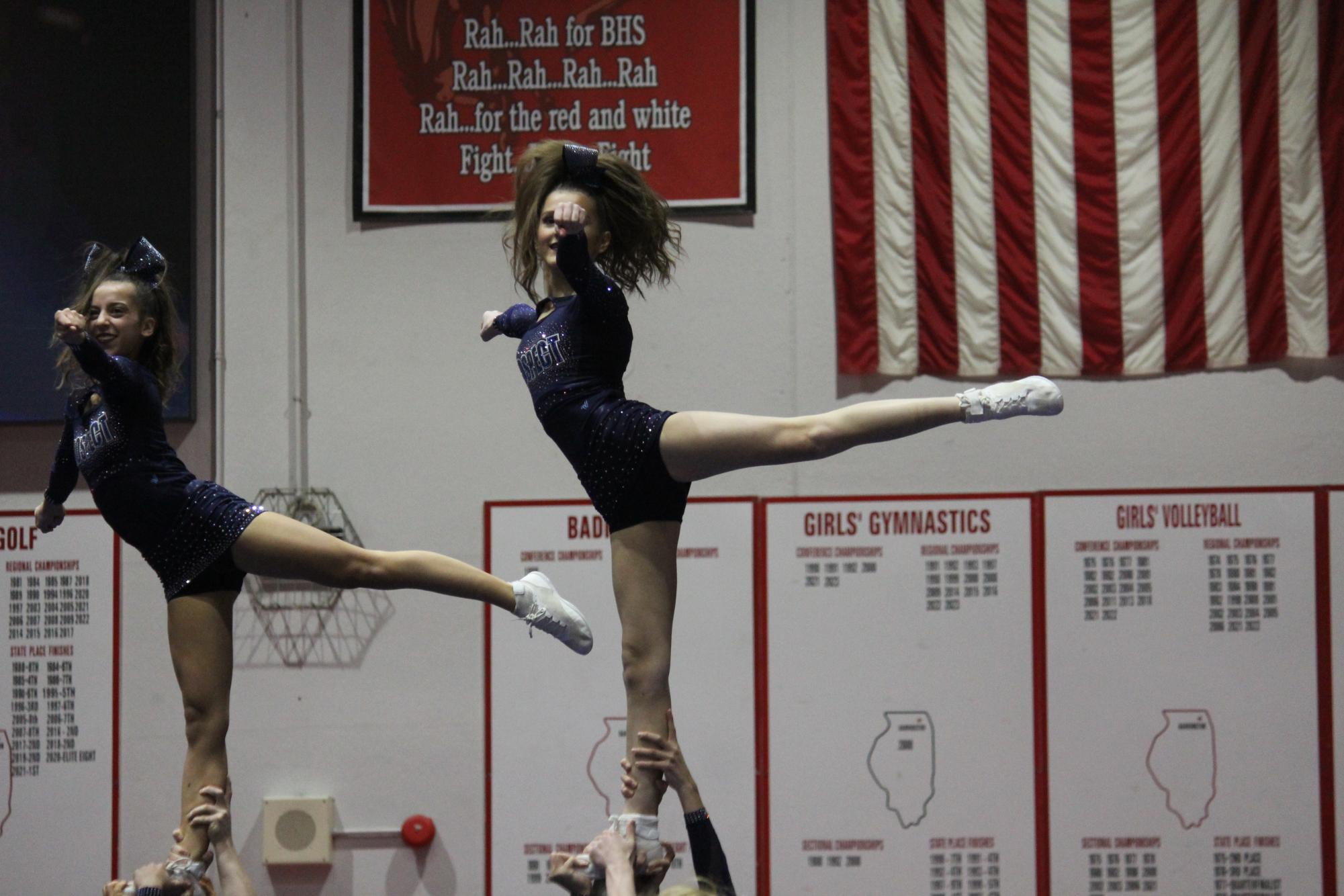 The Prospect Varsity Coed Cheer team at MSL Conference