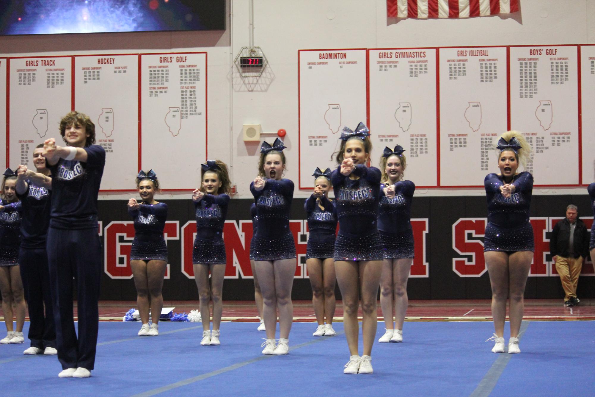 The Prospect Varsity Coed Cheer team at MSL Conference