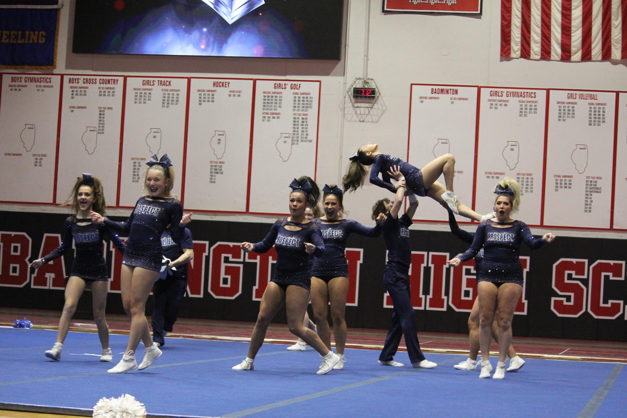 The Prospect Varsity Coed Cheer team at MSL Conference