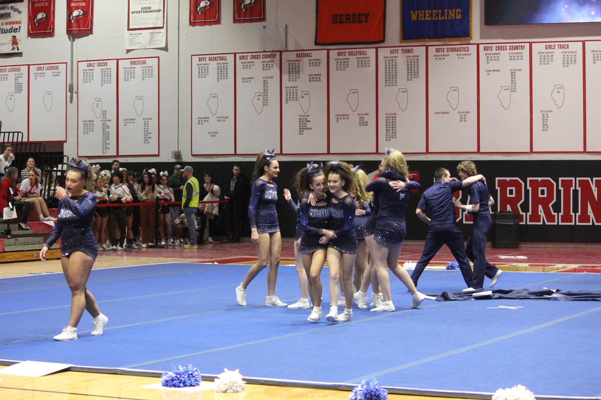 The Prospect Varsity Coed Cheer team at MSL Conference