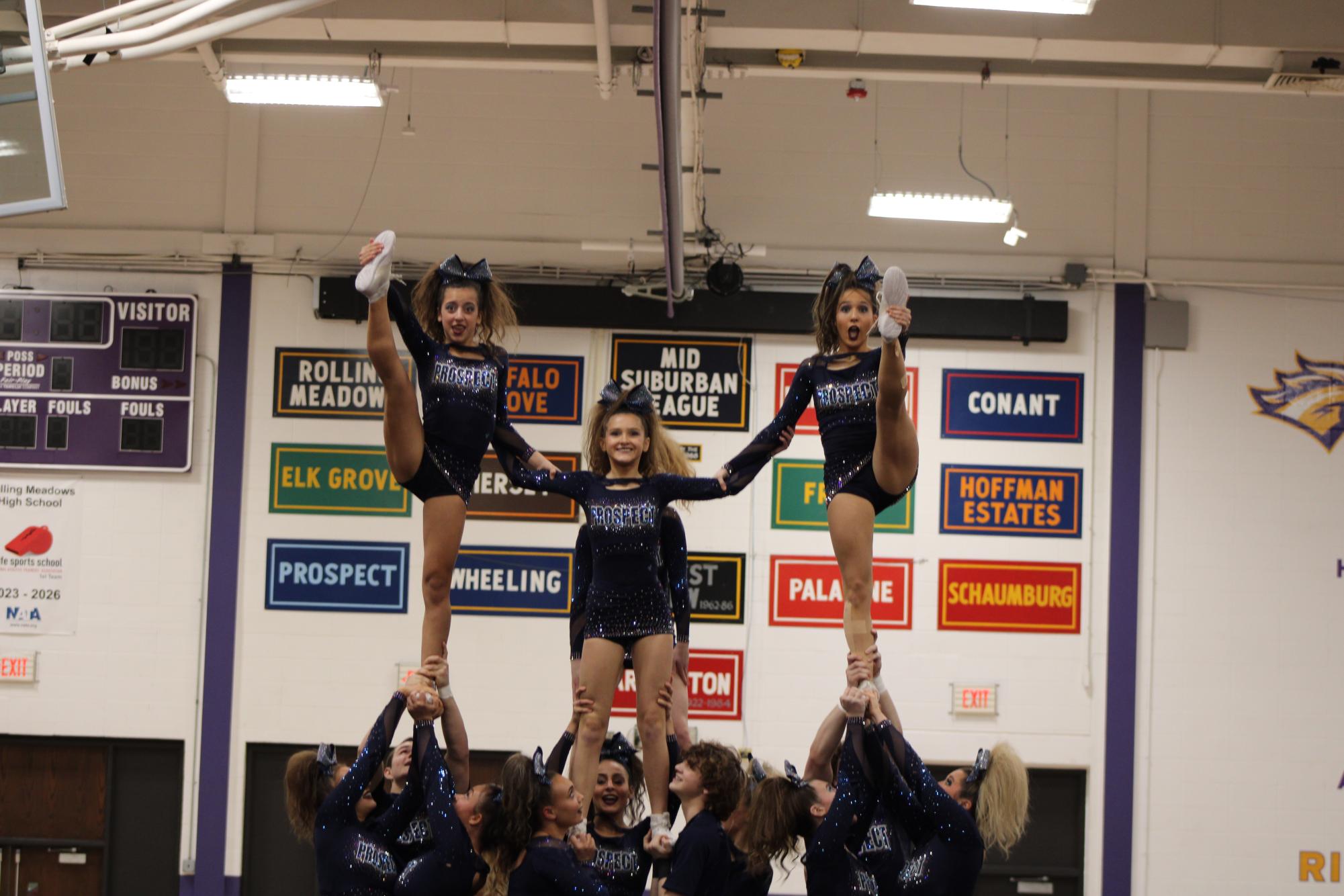 The Prospect Varsity Coed Cheer team at Sectionals