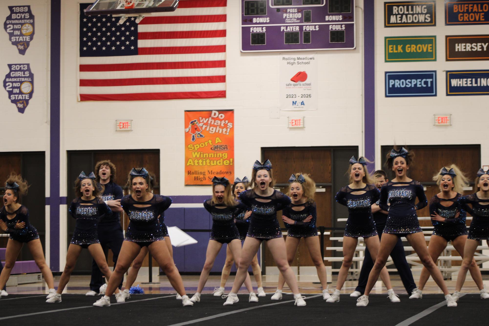 The Prospect Varsity Coed Cheer team at Sectionals