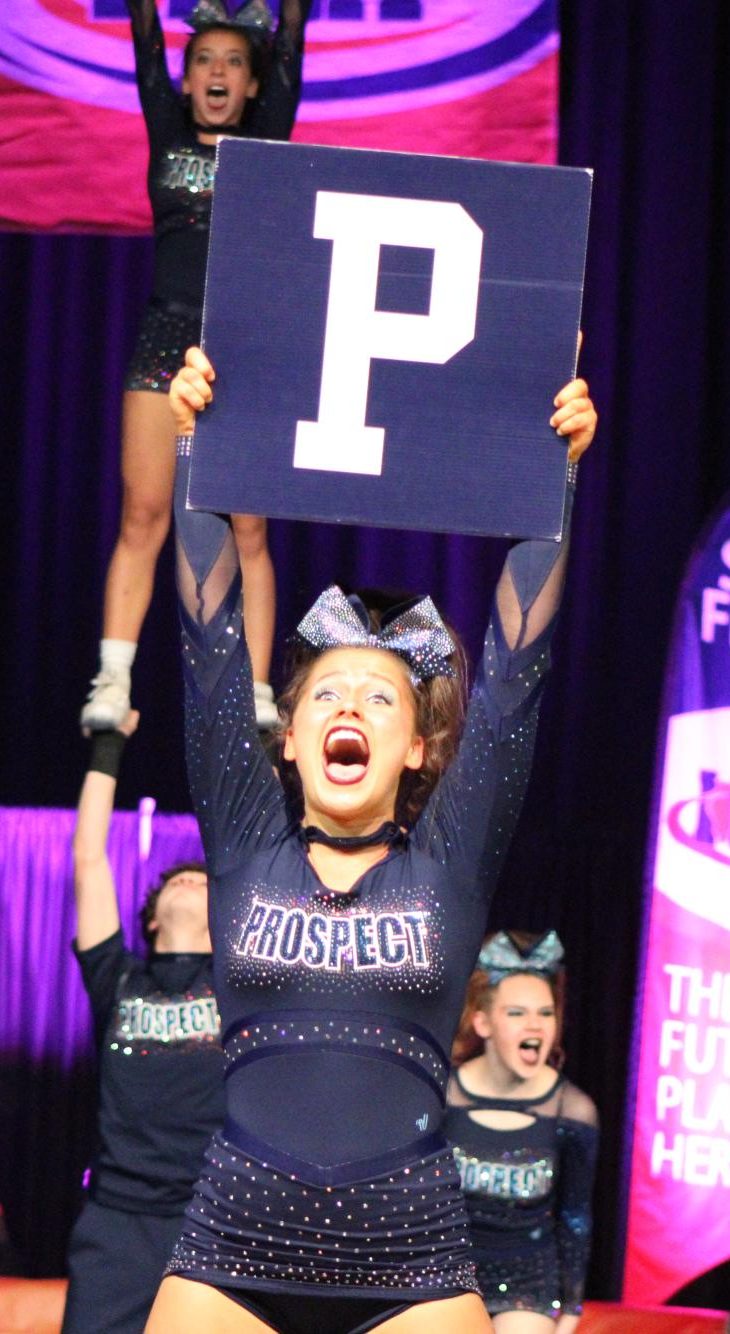 The Prospect Varsity Coed Cheer team at IHSA state!