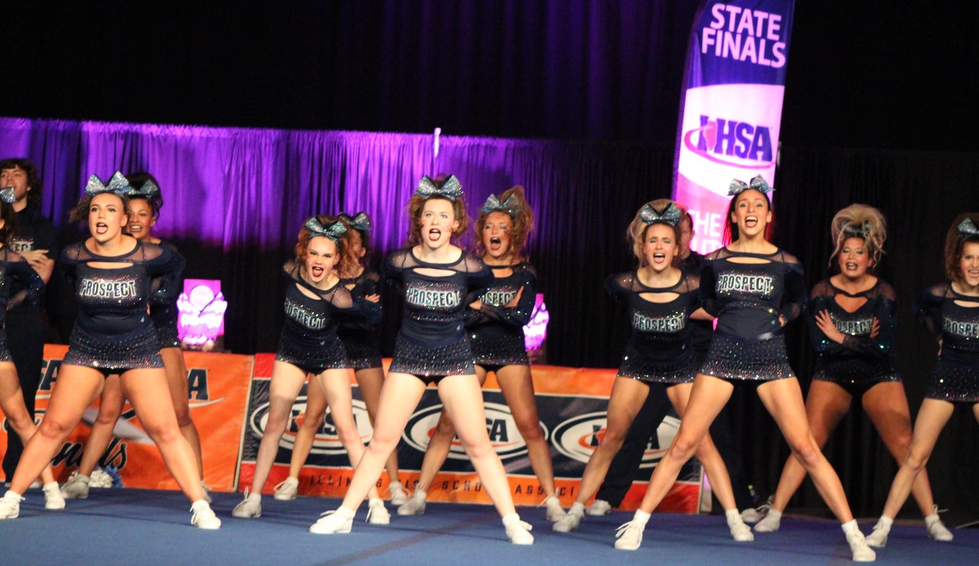 The Prospect Varsity Coed Cheer team at IHSA state!