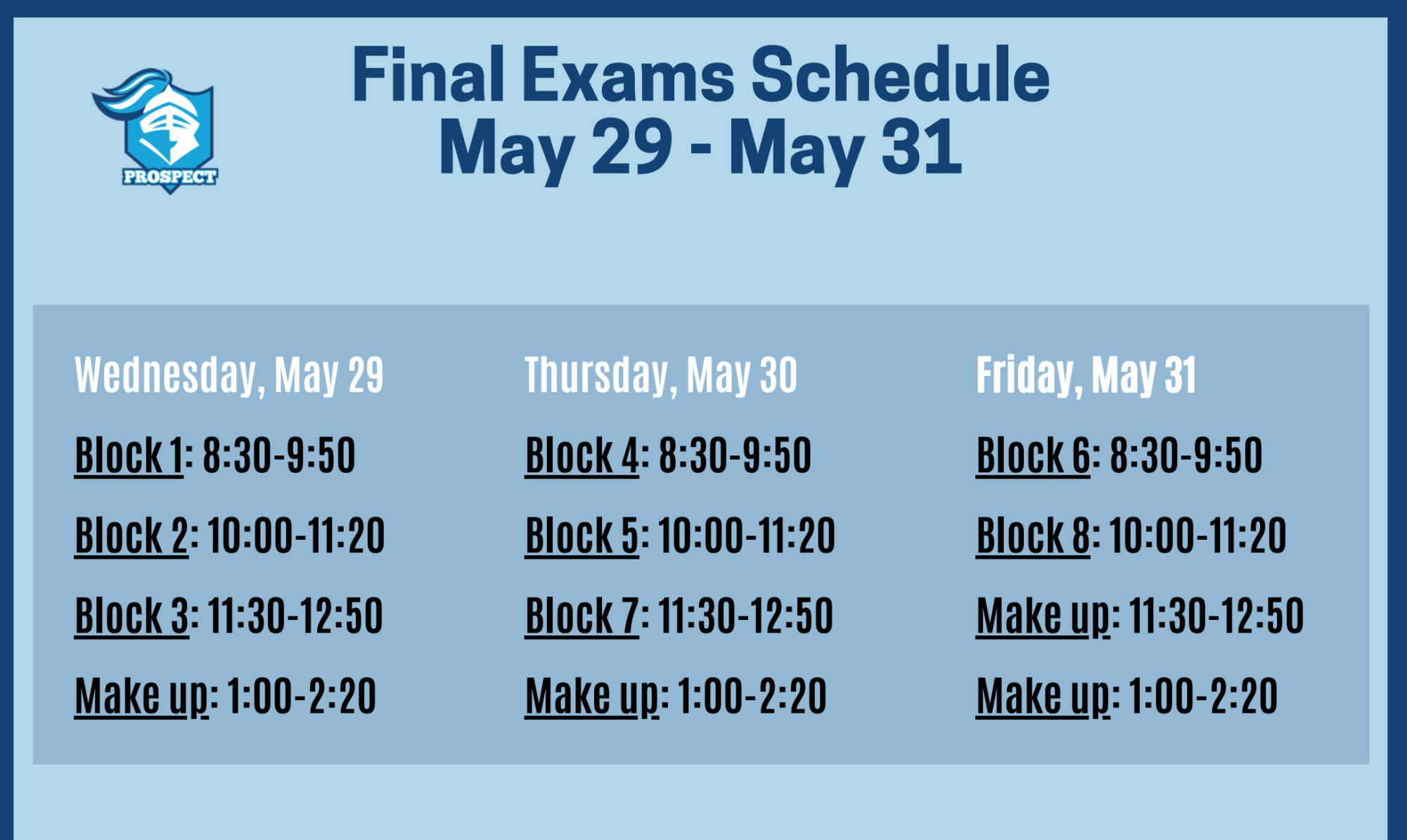 Finals Schedule