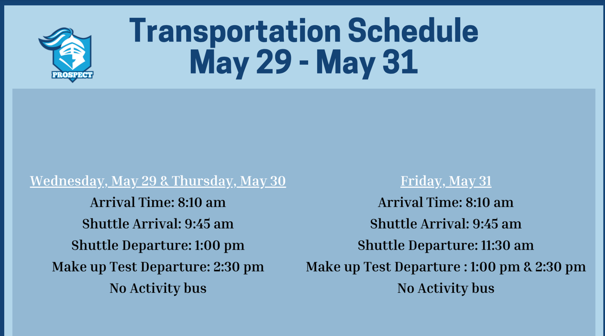 Finals Schedule
