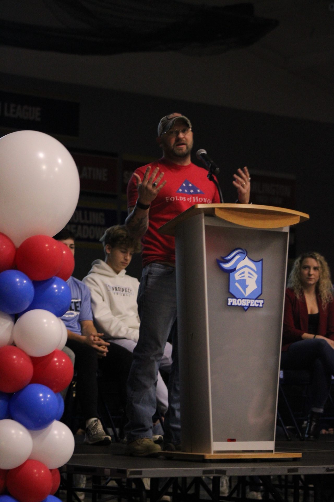 Chicago Folds of Honor Sponsor speaking at the assembly.