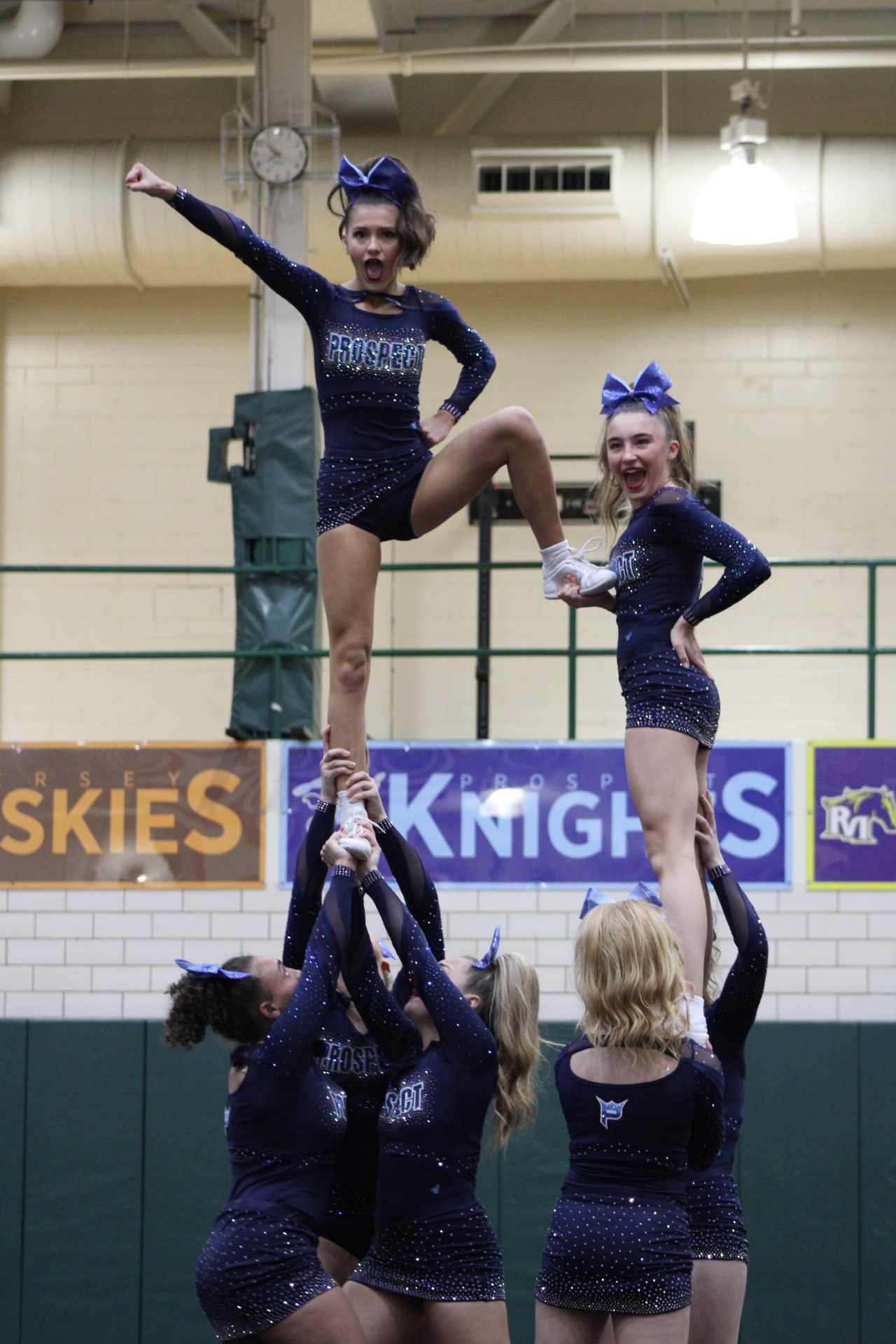 The Prospect Varsity cheer team at MSL Conference