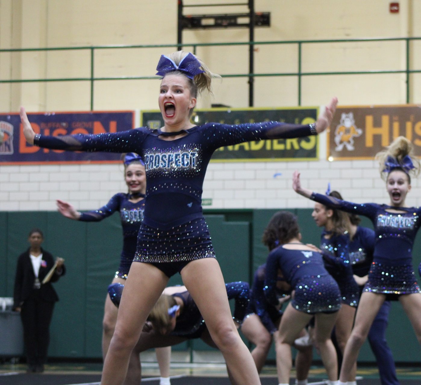 The Prospect Varsity cheer team at MSL Conference