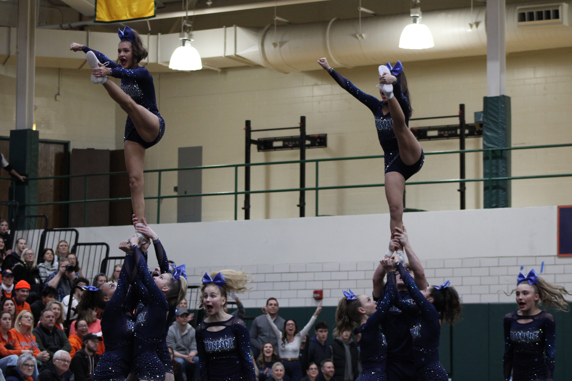 The Prospect Varsity cheer team at MSL Conference