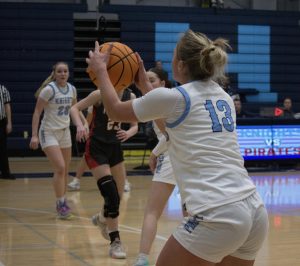 Senior Sadie Splinter with the ball. 