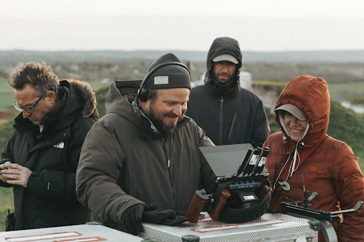 Brady Corbet on set for The Brutalist, photo credit A24