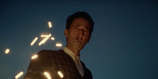 Adrien Brody in The Brutalist, photo credit A24